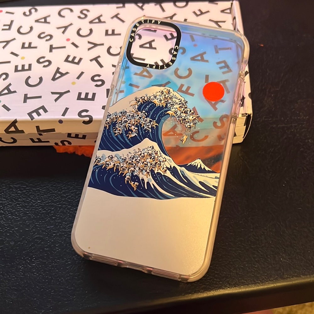 Iridescent Japanese “Great Wave” Casetify iPhone 11 Pro Max impact case.